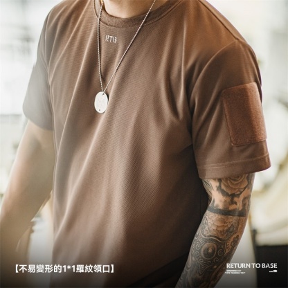 美式休閒蜂巢肌理短袖T恤基礎款透氣排汗訓練上衣男夏-Retro's Wear