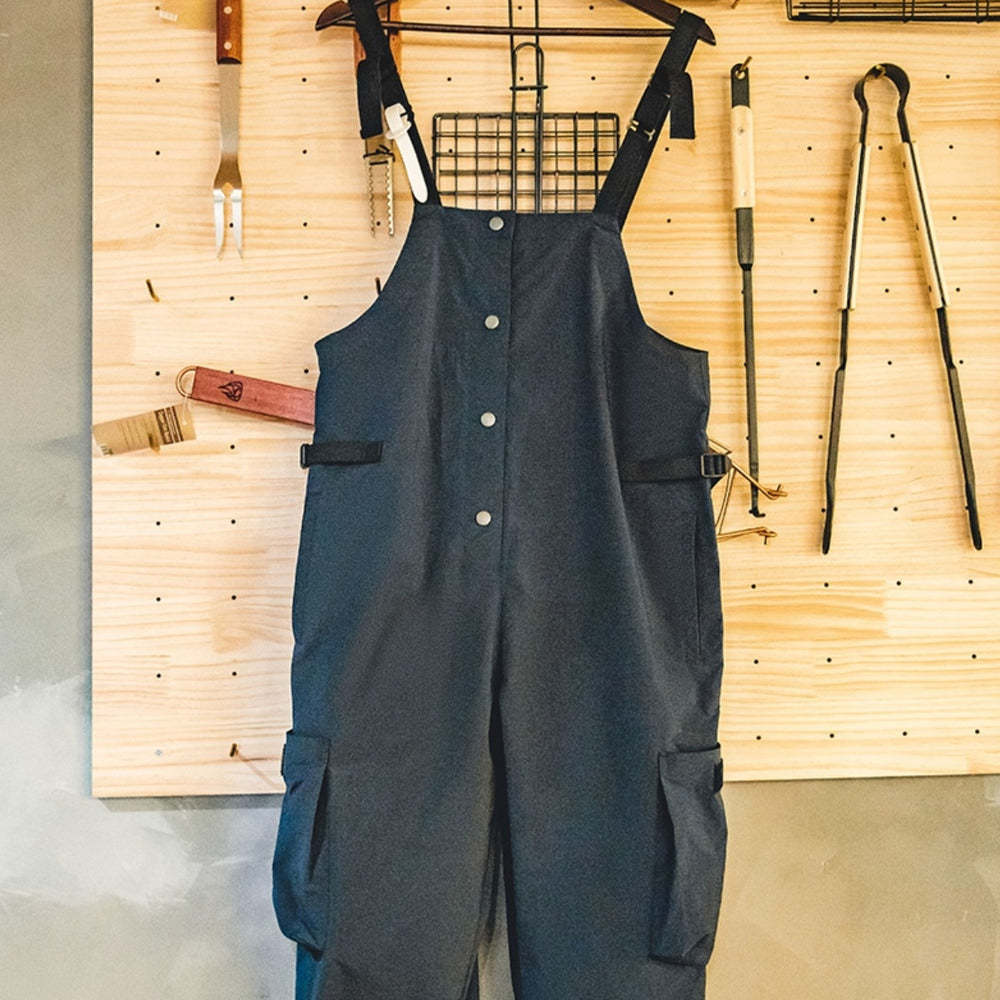 美式機能風工裝背帶褲山系戶外防水寬鬆個性闊腿褲女-Retro's Wear