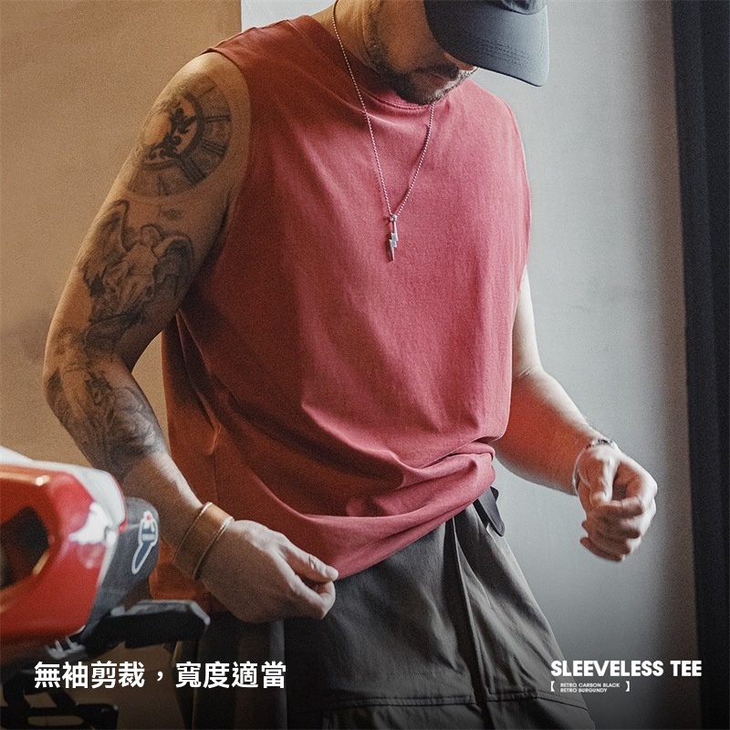 美式復古硬漢做舊背心純棉運動健身打底坎肩無袖T恤男夏-Retro's Wear