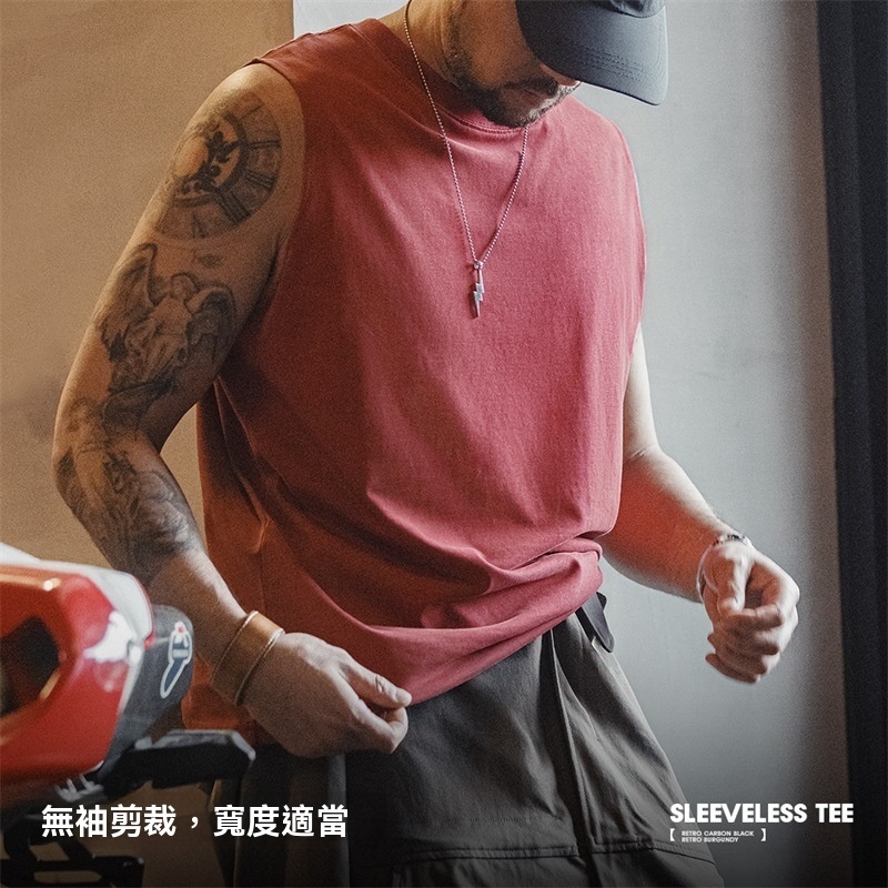 美式復古硬漢做舊背心純棉運動健身打底坎肩無袖T恤男夏-Retro's Wear