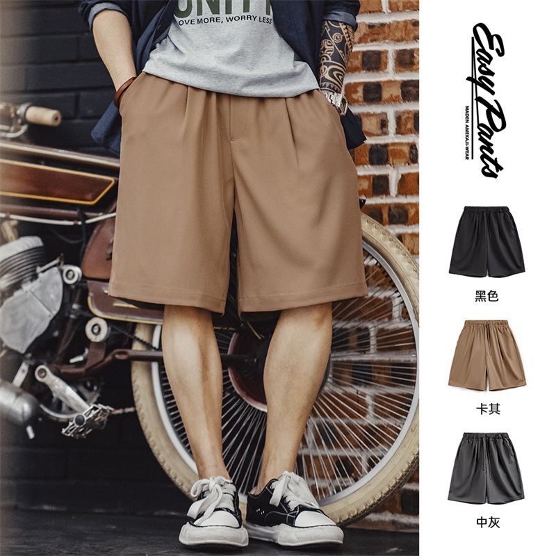 美式休閒Easypants短褲免燙抗皺垂感寬鬆直筒五分褲男夏-Retro's Wear