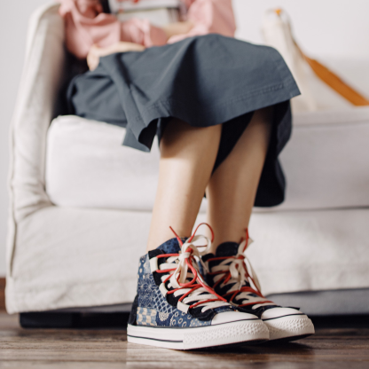 地心引力Gravity 2023新款高幫帆布鞋情侶腰果花古布板鞋-Retro's Wear