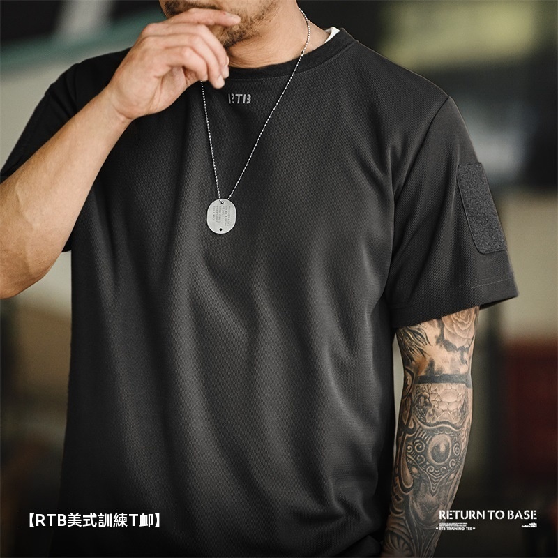 美式休閒蜂巢肌理短袖T恤基礎款透氣排汗訓練上衣男夏-Retro's Wear