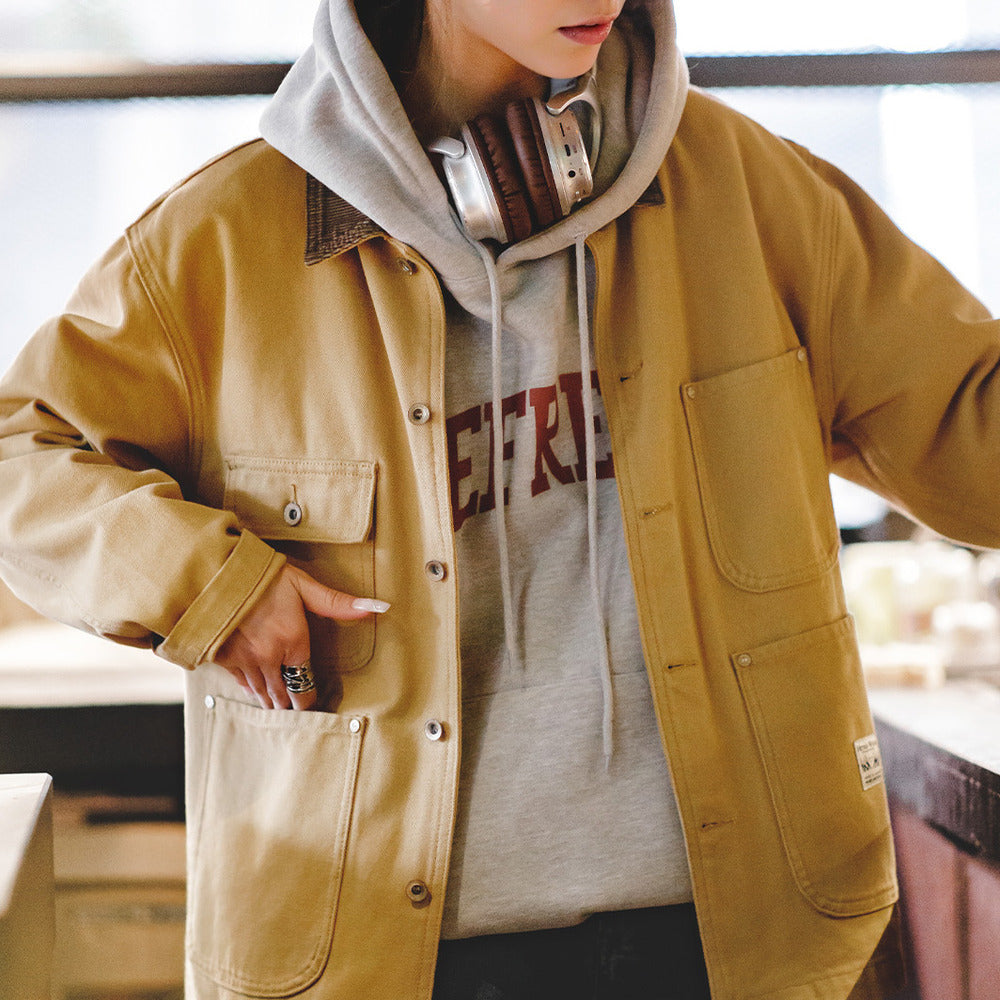 美式密歇根夾克春秋款純棉帆布翻領長袖上衣外套-Retro's Wear