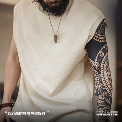 美式棉籽殼重磅針織寬肩背心運動純棉無袖坎肩T恤男夏-Retro's Wear