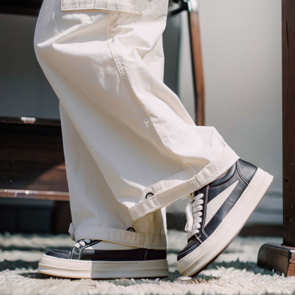 地心引力Gravity秋季新款百搭厚底板鞋女小眾休閒情侶麵包鞋-Retro's Wear