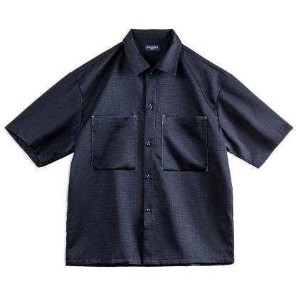 美式休閒oversize垂感免燙襯衫肌理感廓形短袖襯衣男夏-Retro's Wear