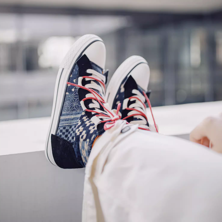 地心引力Gravity 2023新款高幫帆布鞋情侶腰果花古布板鞋-Retro's Wear