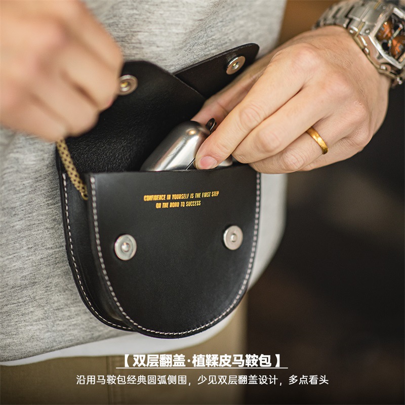 頭層牛皮馬復古鞍包百搭耳機斜挎包口紅零錢鑰匙迷你小包包-Retro's Wear