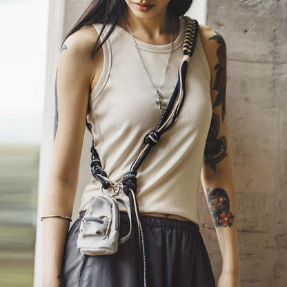 vintage編織繩腰帶女士腰繩腰鏈配飾裝潢皮帶可調節跨帶-Retro's Wear