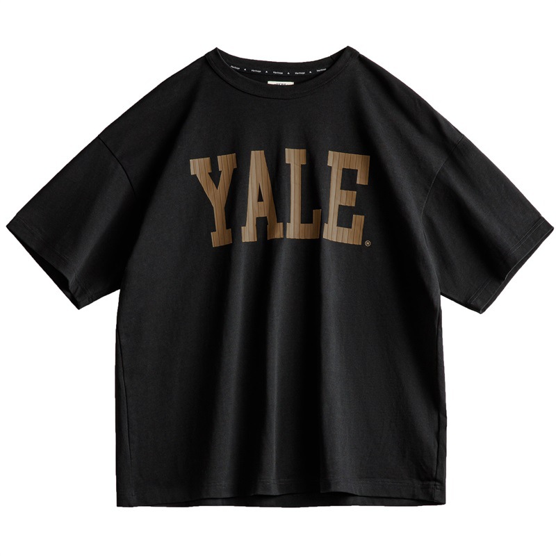 美式撞色字母印花T恤學院風耶魯大學純棉短袖體恤男夏-Retro's Wear