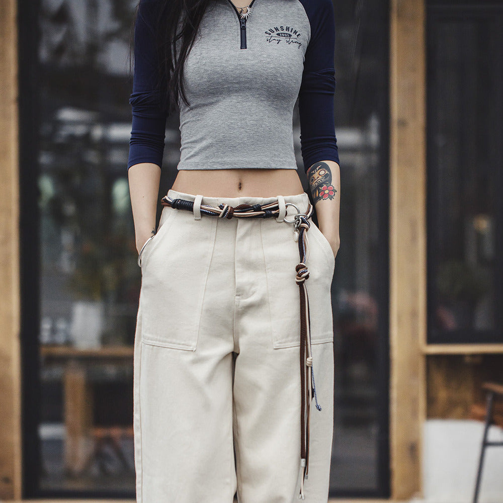 vintage編織繩腰帶女士腰繩腰鏈配飾裝潢皮帶可調節跨帶-Retro's Wear