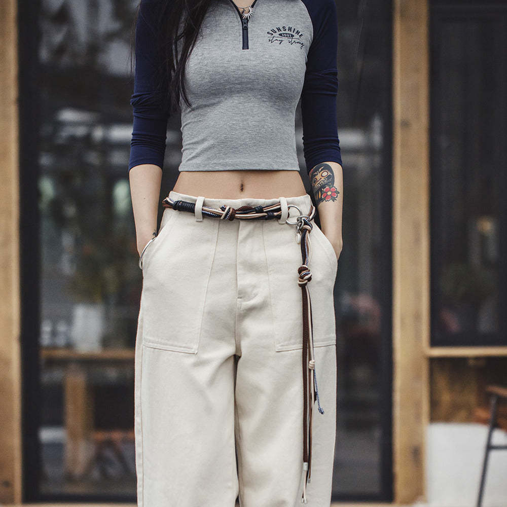 vintage編織繩腰帶女士腰繩腰鏈配飾裝潢皮帶可調節跨帶-Retro's Wear