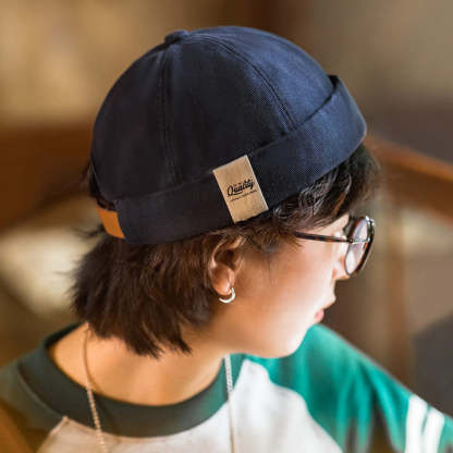 美式無簷地主瓜皮帽雅痞無沿西瓜圓帽純棉男女嘻哈帽-Retro's Wear