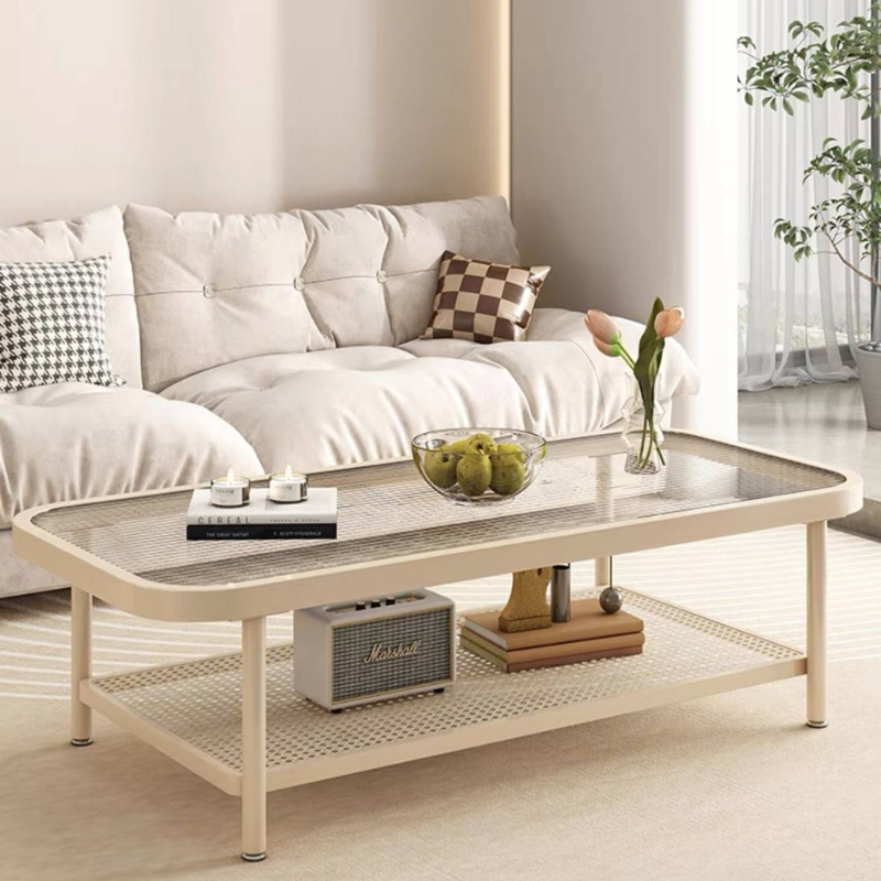 Talia Minimalist glass coffee table - ribbed design