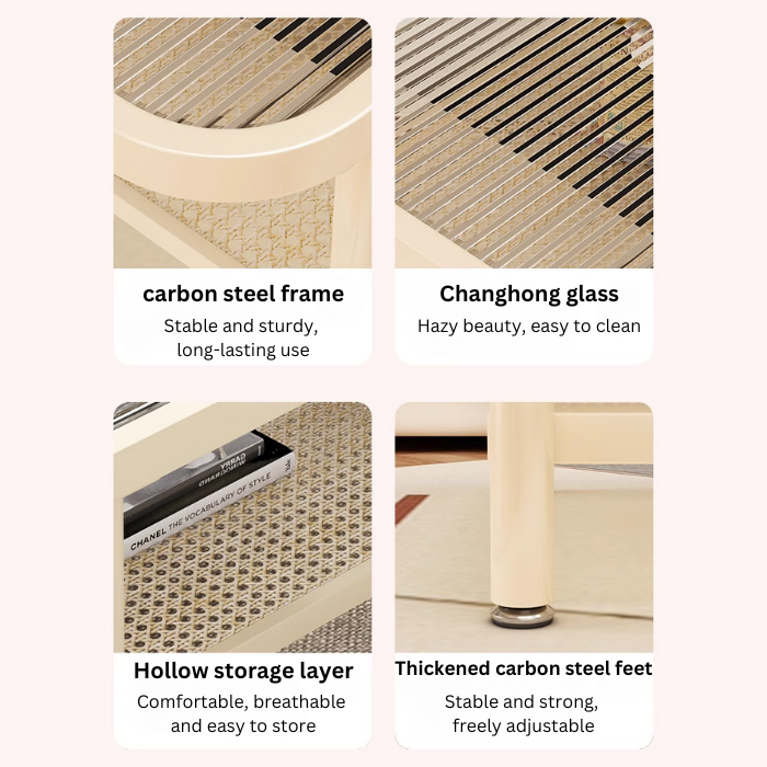 Talia Minimalist glass coffee table - ribbed design