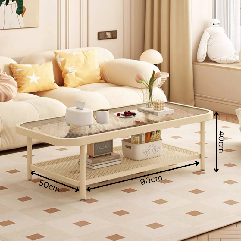 Talia Minimalist glass coffee table - ribbed design