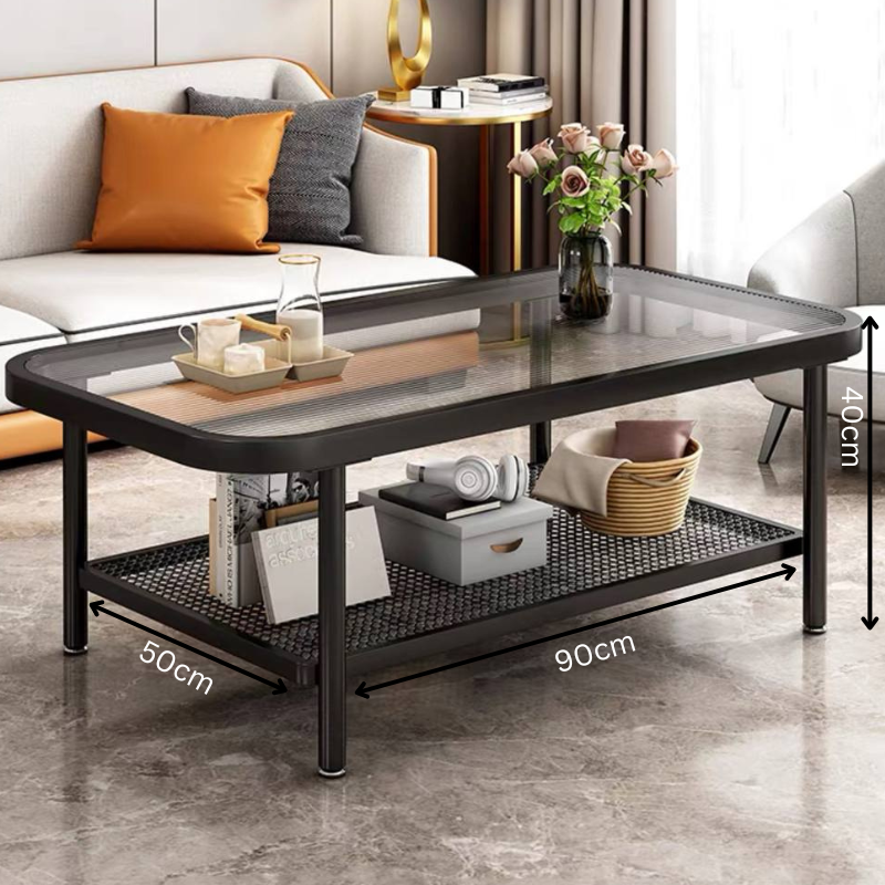 Talia Minimalist glass coffee table - ribbed design