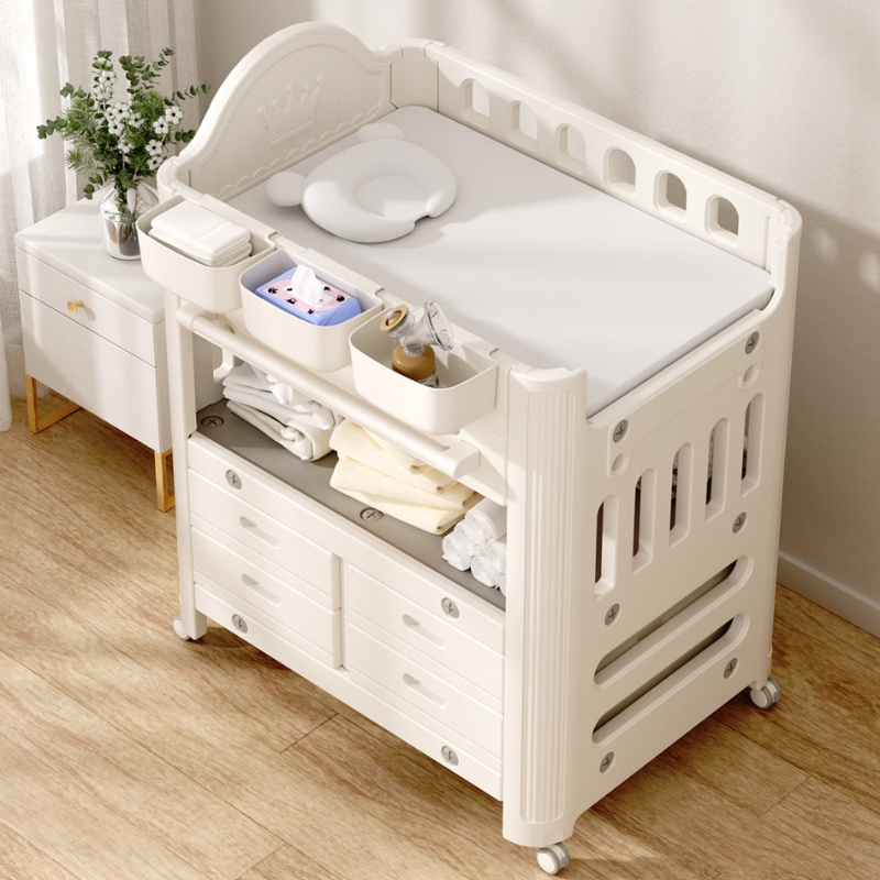 Kalaas Mobile Baby Changing Table with Drawers and shelf / nursery rack / new born essential bed / Changing Station Adjustable Height