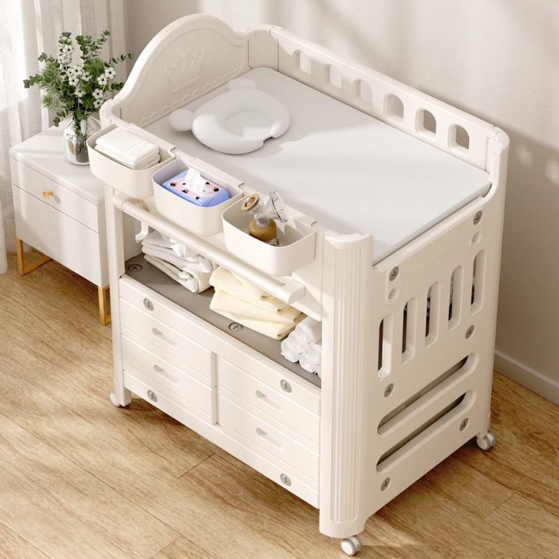 Kalaas Mobile Baby Changing Table with Drawers and shelf nursery rack new born essential bed Changing Station Adjustable Height