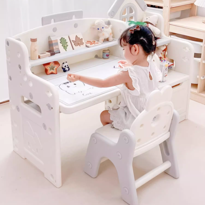 Kids 3 in 1 Multifunctional Desk, Kids Activity Table, Children Height Adjustable Learning Desk, Toddler Drawing Table Art Table with Chair Set