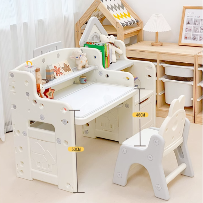 Kids 3 in 1 Multifunctional Desk Kids Activity Table Children Height Adjustable Learning Desk Toddler Drawing Table Art Table with Chair Set JRKSG