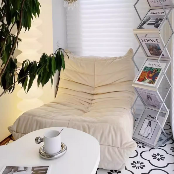 Curve Modern Armless Lounge Bean Bag Chair, Lazy Floor Sofa, Lounger