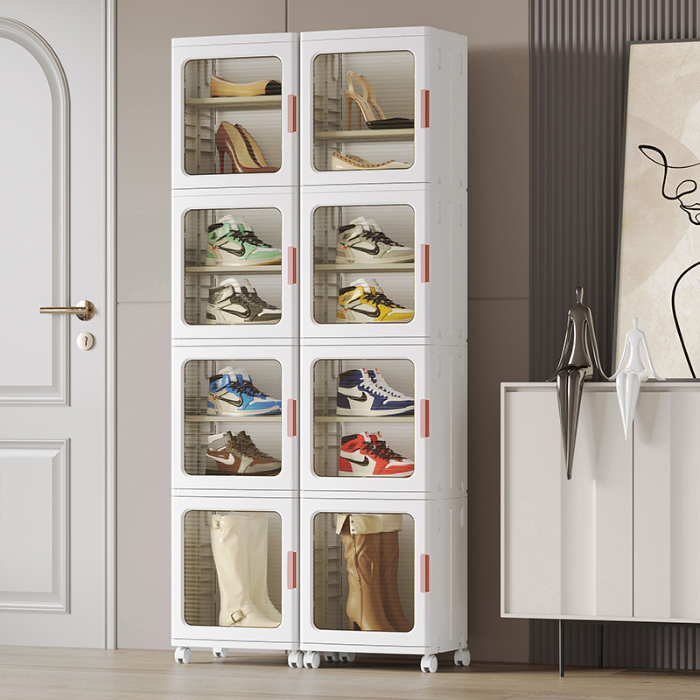 Slim storage cabinet with wheels / plastic container box / home organiser