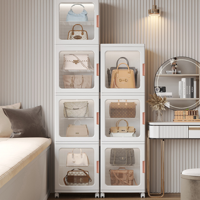 Slim storage cabinet with wheels / plastic container box / home organiser