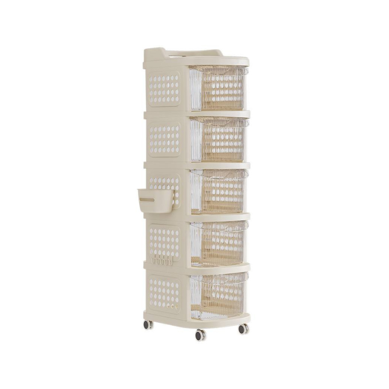 5 tier Utility Rolling Cart Trolley Drawer Storage Cabinet with side basket and hooks