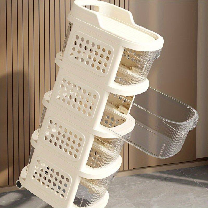 5 tier Utility Rolling Cart Trolley Drawer Storage Cabinet with side basket and hooks