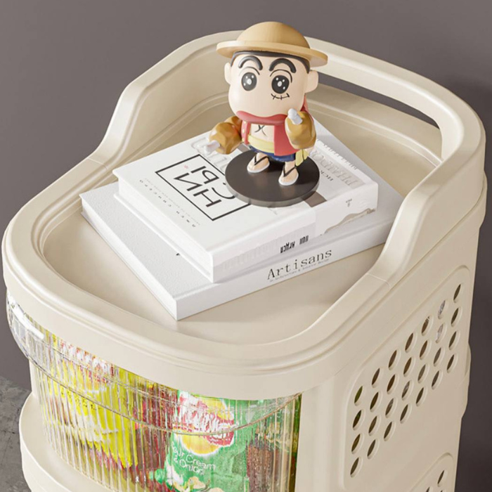 5 tier Utility Rolling Cart Trolley Drawer Storage Cabinet with side basket and hooks