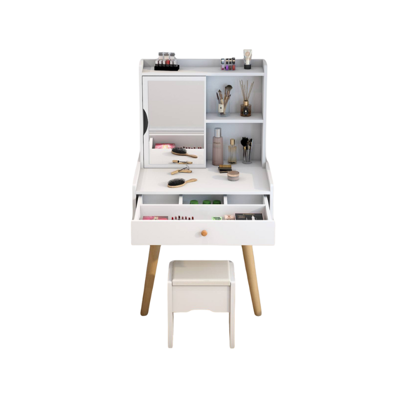 Small dressing table with mirror cabinet and drawer / vanity cabinet with stool