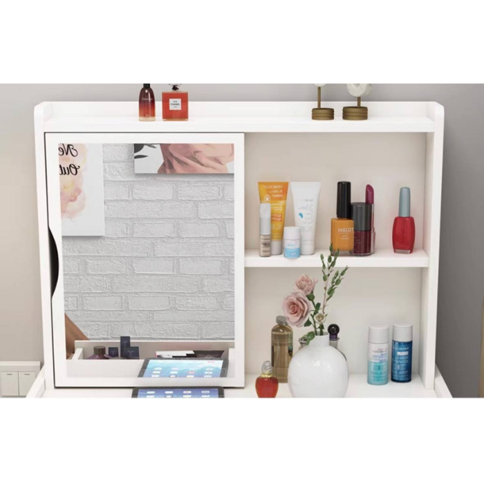 Small dressing table with mirror cabinet and drawer / vanity cabinet with stool