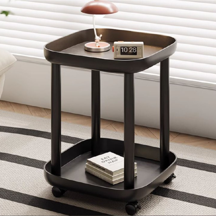 Mandal Round Coffee Table on wheels / Trolley style / Living Room Cart Side table / Mobile Rolling with Wheels