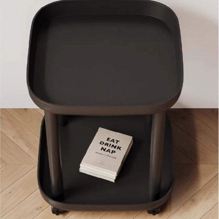 Mandal Round Coffee Table on wheels / Trolley style / Living Room Cart Side table / Mobile Rolling with Wheels