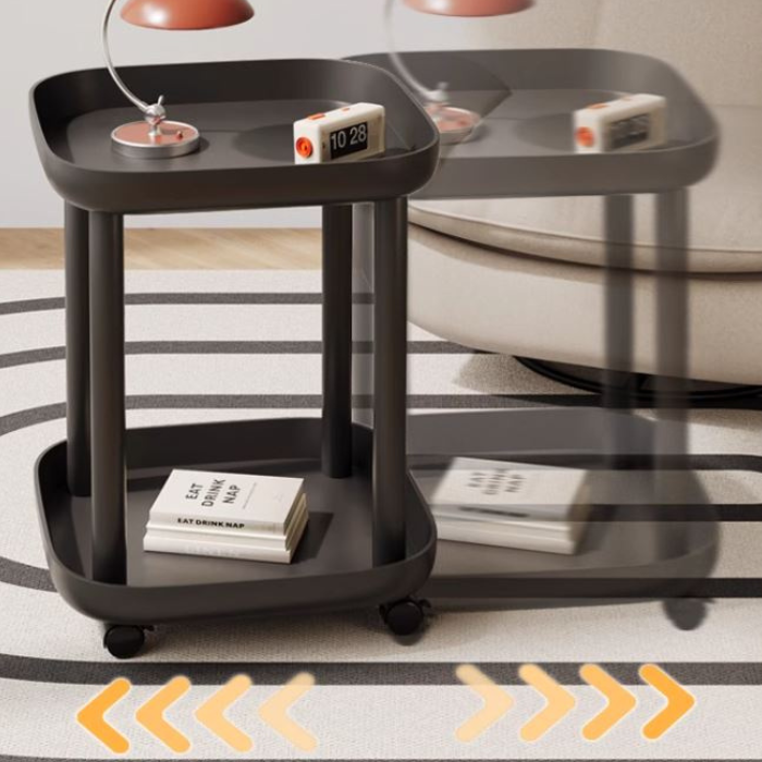 Mandal Round Coffee Table on wheels / Trolley style / Living Room Cart Side table / Mobile Rolling with Wheels