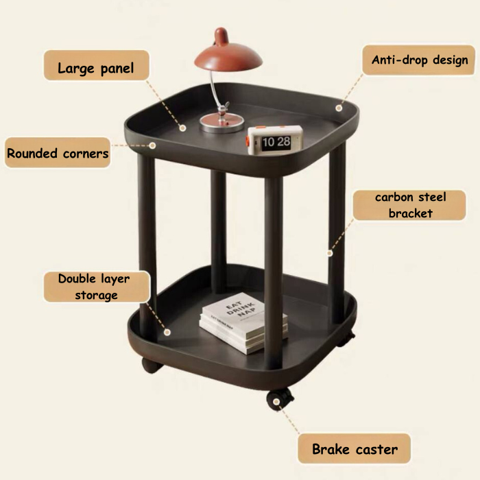 Mandal Round Coffee Table on wheels / Trolley style / Living Room Cart Side table / Mobile Rolling with Wheels