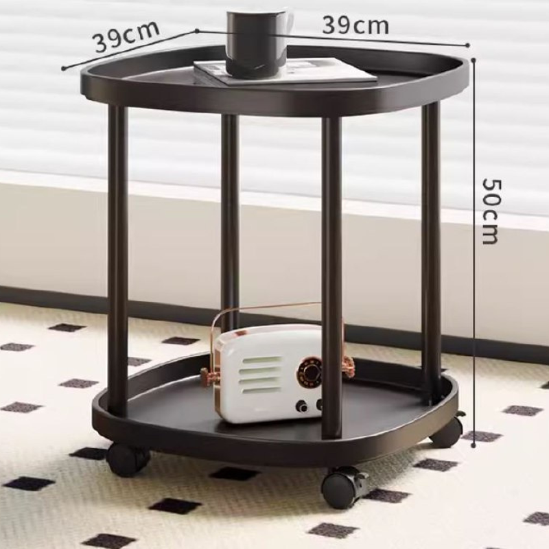 Mandal Round Coffee Table on wheels / Trolley style / Living Room Cart Side table / Mobile Rolling with Wheels