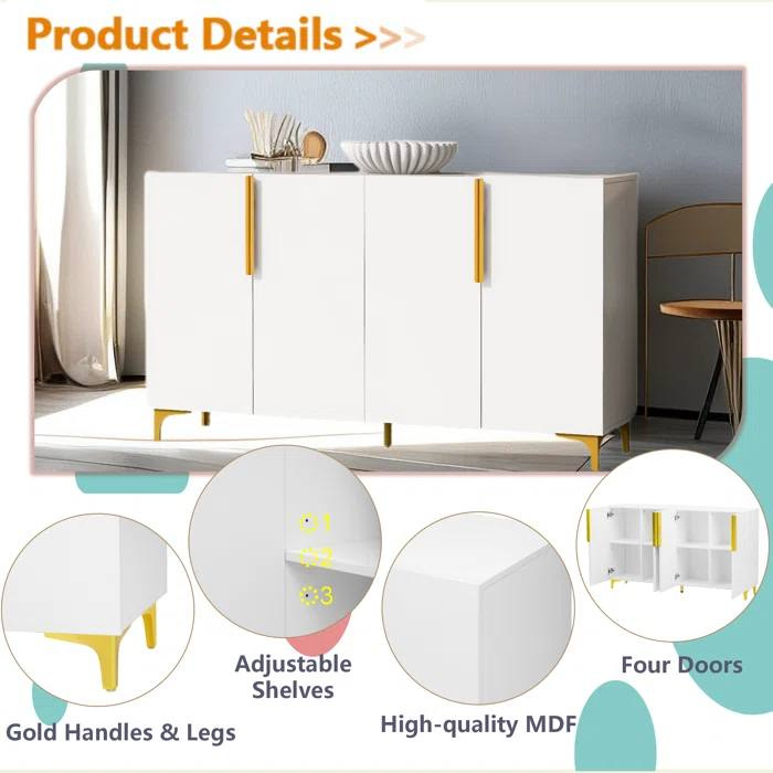 Minimalist Modern Sideboard Storage Cabinet with Shelves