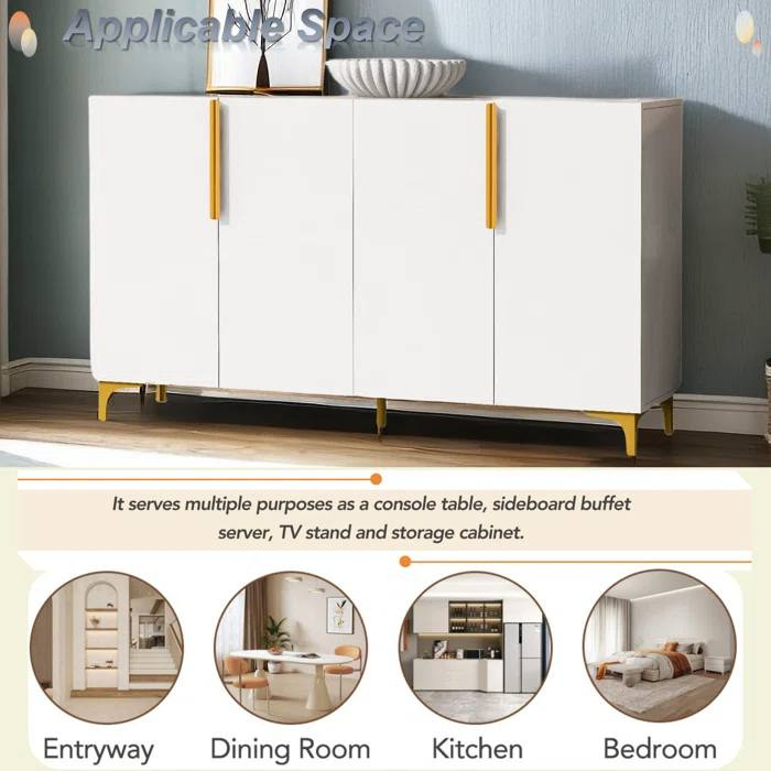 Minimalist Modern Sideboard Storage Cabinet with Shelves