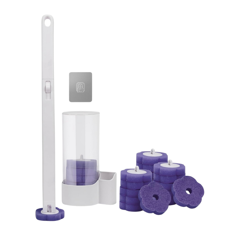 Disposable Scented Fragrance Toilet Brush, Toilet Bowl Cleaner Set with Storage Caddy with Refill Heads for Bathroom Cleaning
