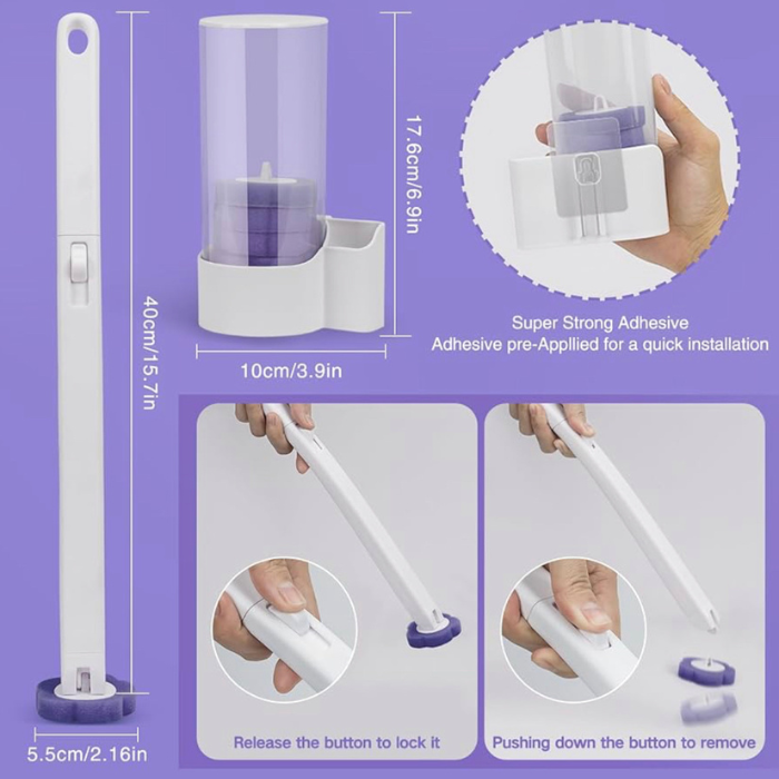 Disposable Scented Fragrance Toilet Brush, Toilet Bowl Cleaner Set with Storage Caddy with Refill Heads for Bathroom Cleaning