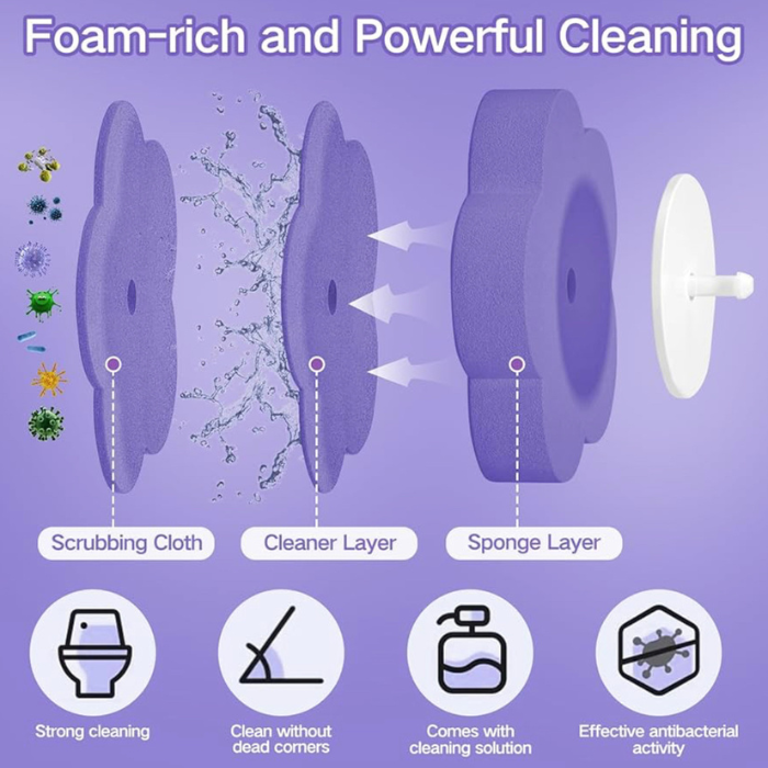 Disposable Scented Fragrance Toilet Brush, Toilet Bowl Cleaner Set with Storage Caddy with Refill Heads for Bathroom Cleaning