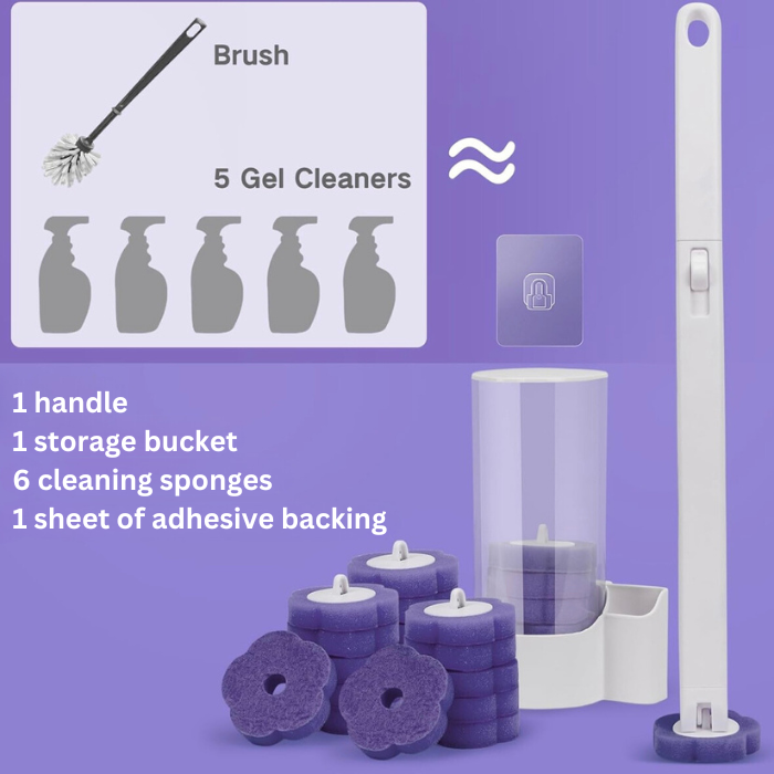 Disposable Scented Fragrance Toilet Brush, Toilet Bowl Cleaner Set with Storage Caddy with Refill Heads for Bathroom Cleaning