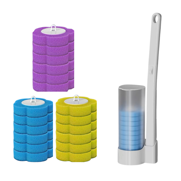 Disposable Scented Fragrance Toilet Brush, Toilet Bowl Cleaner Set with Storage Caddy with Refill Heads for Bathroom Cleaning