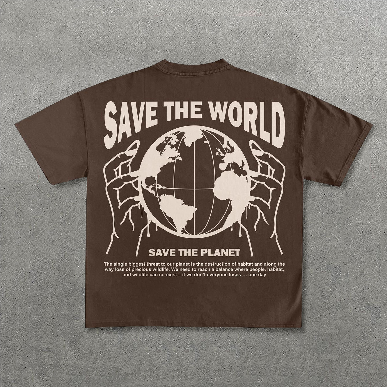 Save The World Print Short Sleeve T-Shirt