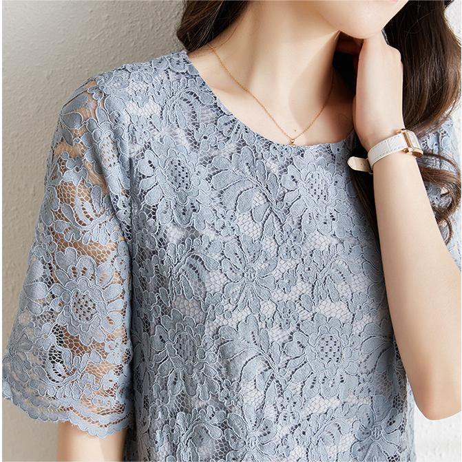 氣質鉤花蕾絲直筒連身裙