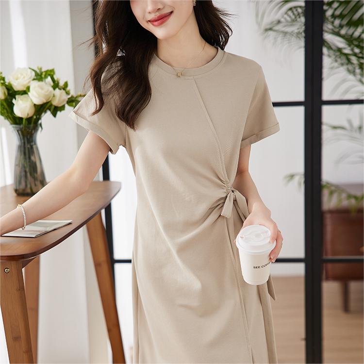 韓版綁帶收腰短袖連身裙