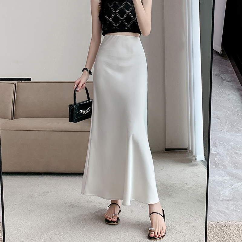 法式醋酸緞麵包臀魚尾裙